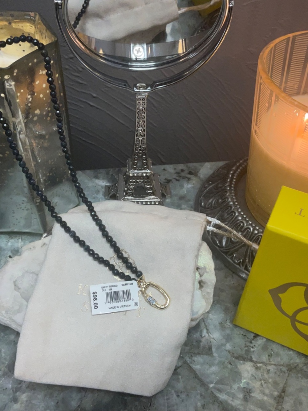 Kendra Scott Emery Gold Beaded Strand Necklace in Dark Blue Quartz - Picture 4 of 4